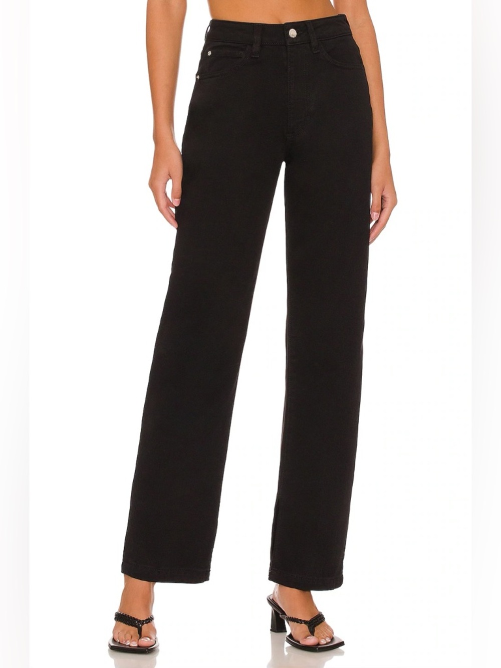 NWT WeWoreWhat “Mom Slit Straight Jean” in Black, Size 25 Black Jean Denim Pants